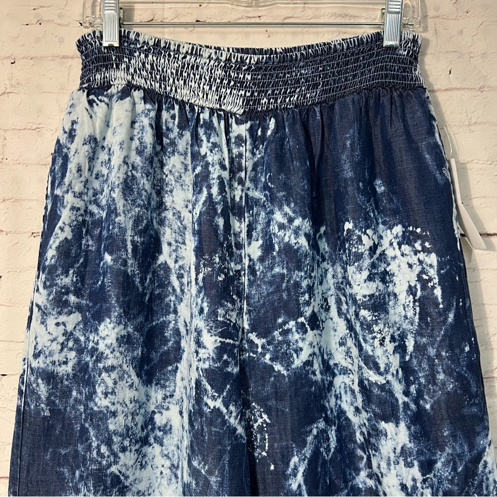 NWT Venus Blue Tie Dye Wash Wide Leg Flare Pants Pull-on  Large Long Boho Lagenl - Picture 2 of 11